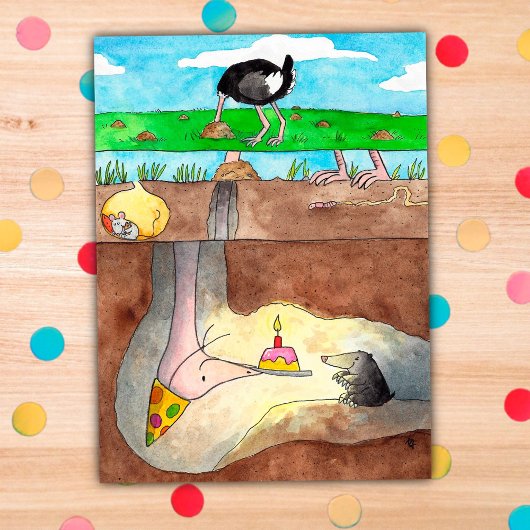 オストリッチハッピーバースデーハガキbyニコール・ジャネス シーズンポストカード