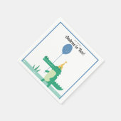 オスナップキュートアリゲーター子供の誕生日パーティー スタンダードカクテルナプキン (角)