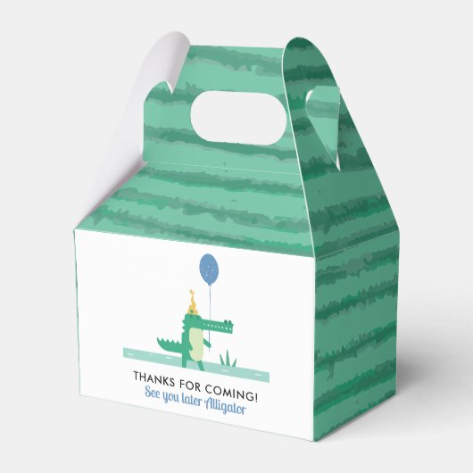 オスナップキュートアリゲーター子供の誕生日パーティー フェイバーボックス (正面サイド)