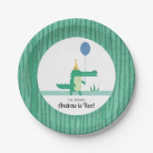 オスナップキュートアリゲーター子供の誕生日パーティー ペーパープレート (正面)