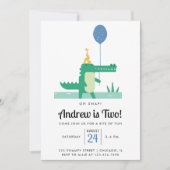 オスナップキュートアリゲーター子供の誕生日パーティー 招待状 (正面)