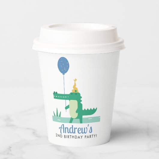 オスナップキュートアリゲーター子供の誕生日パーティー 紙コップ (正面)