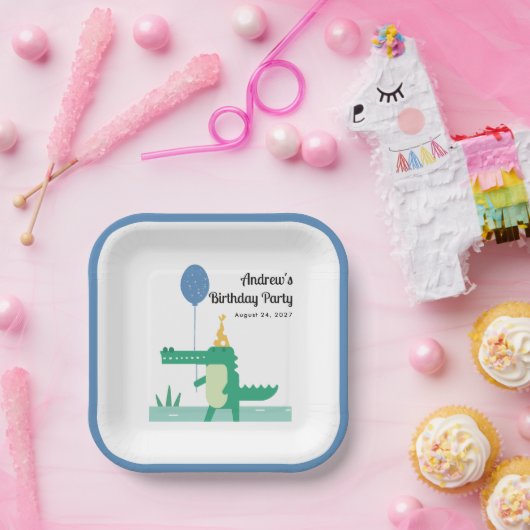 オスナップキュートアリゲーター子供の誕生日 ペーパープレート (パーティー)