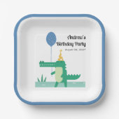 オスナップキュートアリゲーター子供の誕生日 ペーパープレート (正面)