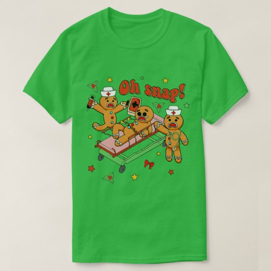 オスナップジンジャーパンナース授乳おもしろいクリスマス Tシャツ (デザイン正面)