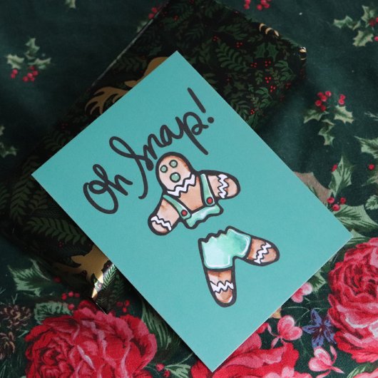 オスナップジンジャーブレッドマンアートクリスマスユーモア ポストカード