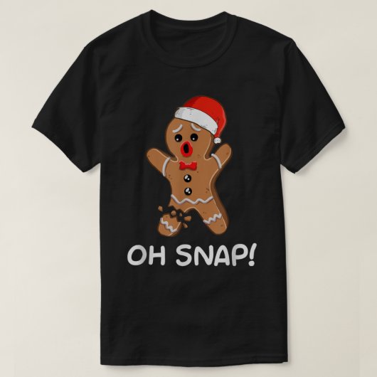 オスナップジンジャーブレッドマンクリスマスシャツジンジャーブレ Tシャツ (デザイン正面)