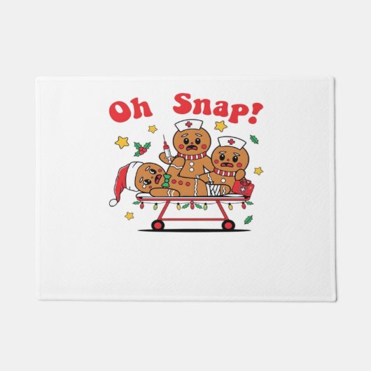 オスナップレジンジャーブレッドスクールナースクリスマスクラシック ドアマット (正面)