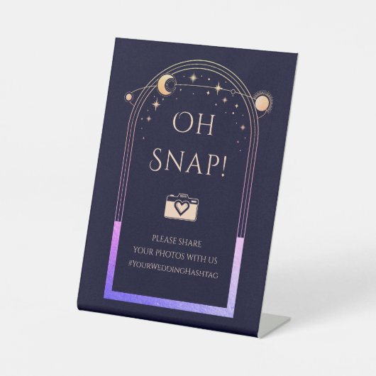 オスナップ神秘的なレインボーネイビーブルーサンムーンスターズ 台座サイン (正面)