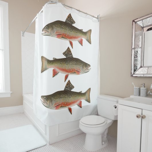 オスブルックトラウト魚釣り冒険 シャワーカーテン (インサイチュ)