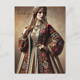 オスマン帝国の伝統的服装のトルコ人女性 ポストカード