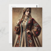 オスマン帝国の伝統的服装のトルコ人女性 ポストカード (正面/裏面)