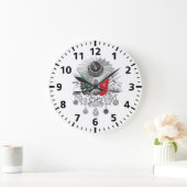 オスマン帝国グレースケールコートオブアームズ ラージ壁時計 (ホーム)