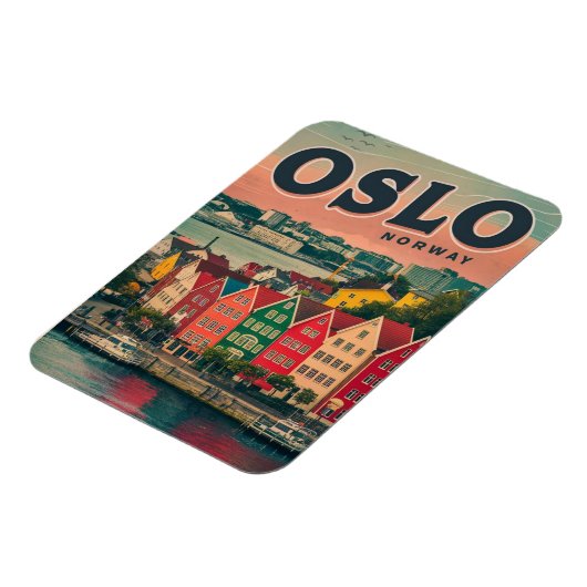 オスロカラフルはノルウェーのヴィンテージとギフトを収容 マグネット (左側)