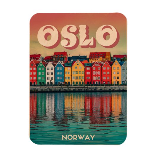 オスロカラフルはノルウェーのヴィンテージとギフトを収容 マグネット (縦)
