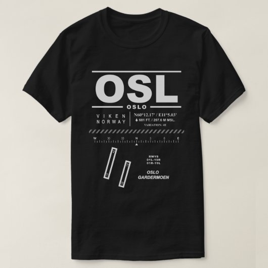 オスロガーデルモエン空港OSL Tシャツ (デザイン正面)