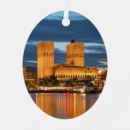 オスロシティホールノルウェー メタルオーナメント (正面)