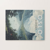 オスロノルウェートラベルアートヴィンテージ ジグソーパズル (横)