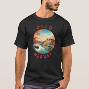 オスロノルウェーレトロ動揺してサークル Tシャツ