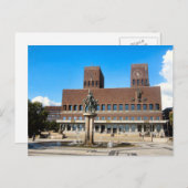 オスロ市役所、像、噴水 ポストカード (正面/裏面)