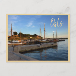 オスロ港のテキスト付き ポストカード