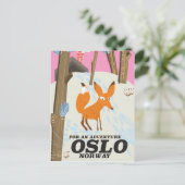 オスロ・ノルウェー・フォックス・ヴィンテージ旅行ポスター ポストカード (スタンド正面)
