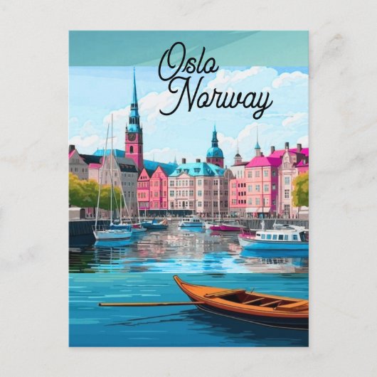 オスロ ノルウェー 旅行 はがき アート, オスロ はがき, なし (正面)