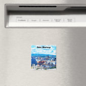 オスロ ノルウェー 水彩画 パノラマビュー マグネット (インサイチュ (食洗機))