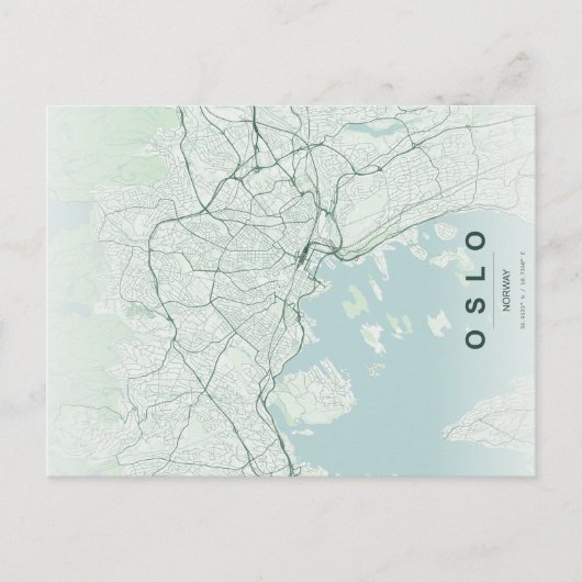 オスロ ノルウェー 都市地図 ミニマル デザイン ポストカード (正面)