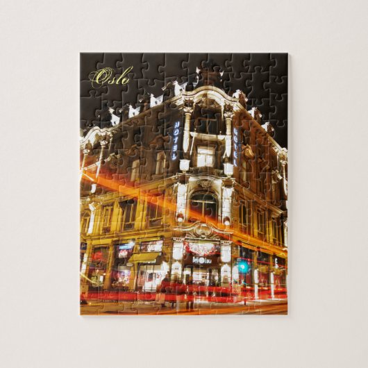 オスロ、夜のノルウェー ジグソーパズル (縦)