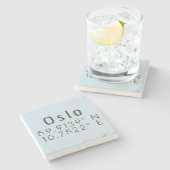 オスロ 緯度 経度 ストーンコースター (横)