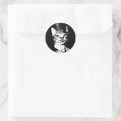 オスワイン猫ステッカー ラウンドシール (バッグ)