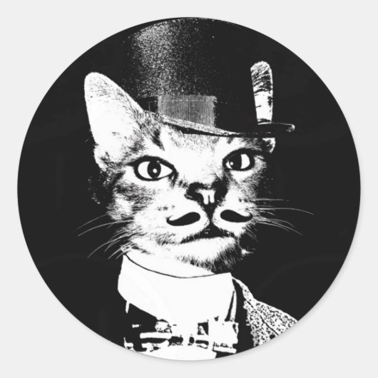 オスワイン猫ステッカー ラウンドシール (正面)