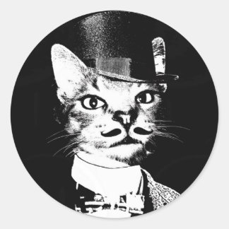 オスワイン猫ステッカー ラウンドシール