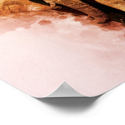 オス威厳のあるアフリカゾウ歩く水彩 ポスター (角)