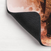 オス威厳のあるアフリカゾウ歩く水彩 マウスパッド (コーナー)