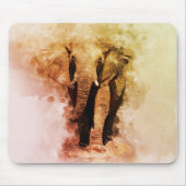 オス威厳のあるアフリカゾウ歩く水彩 マウスパッド (正面)