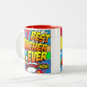 オス最も最高のな先生は漫画本を個人化します ツートーンマグカップ (正面左)