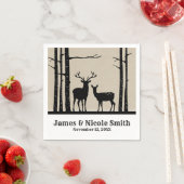 オス素朴メス雌鹿ブラック樺の木結婚ズ スタンダードカクテルナプキン (インサイチュ)