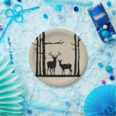 オス素朴メス雌鹿ブラック樺の木結婚ズ ペーパープレート (パーティー)