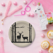 オス素朴メス雌鹿ブラック樺の木結婚ズ ペーパープレート (パーティー)