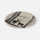 オス素朴メス雌鹿ブラック樺の木結婚ズ ペーパープレート (アングル)