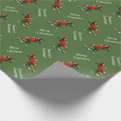オス赤（鳥）ショウジョウコウカンチョウとホリーグリーン ラッピングペーパー (角)