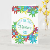 オス80歳の誕生日パーソナライズドカード カード (黄色い花)