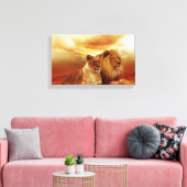 オス&メスのライオンズ撮影キャンバスプリント キャンバスプリント (インサイチュ (リビング))