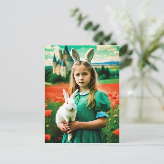 オズのケシ畑のアリスと白うさぎ ポストカード (スタンド正面)