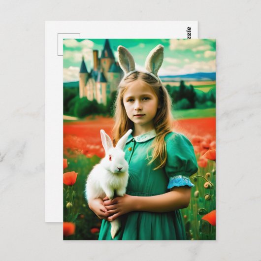 オズのケシ畑のアリスと白うさぎ ポストカード (正面/裏面)