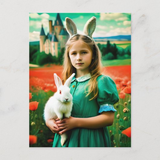 オズのケシ畑のアリスと白うさぎ ポストカード (正面)