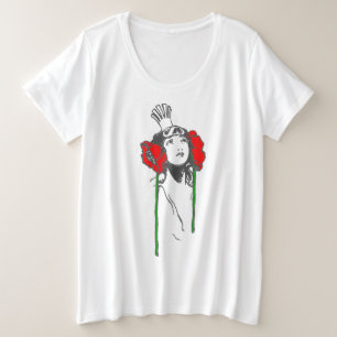 オズの女性とアールヌーボー·レッド·ポピーズ·オズ プラスサイズTシャツ