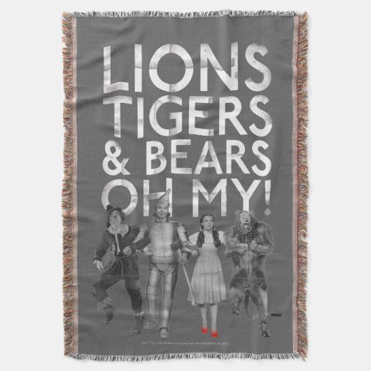 オズの魔法使い™ | Lions Tigers & Bears Oh My! スローブランケット (正面縦)